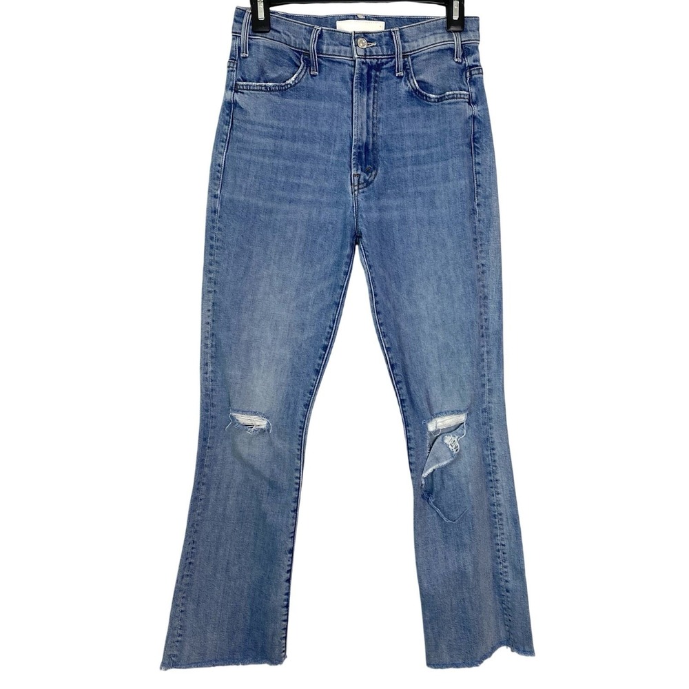 MOTHER Sz 27 The Hustler Ankle Fray Jeans High Rise 27" Crashing Hard Luxury EUC